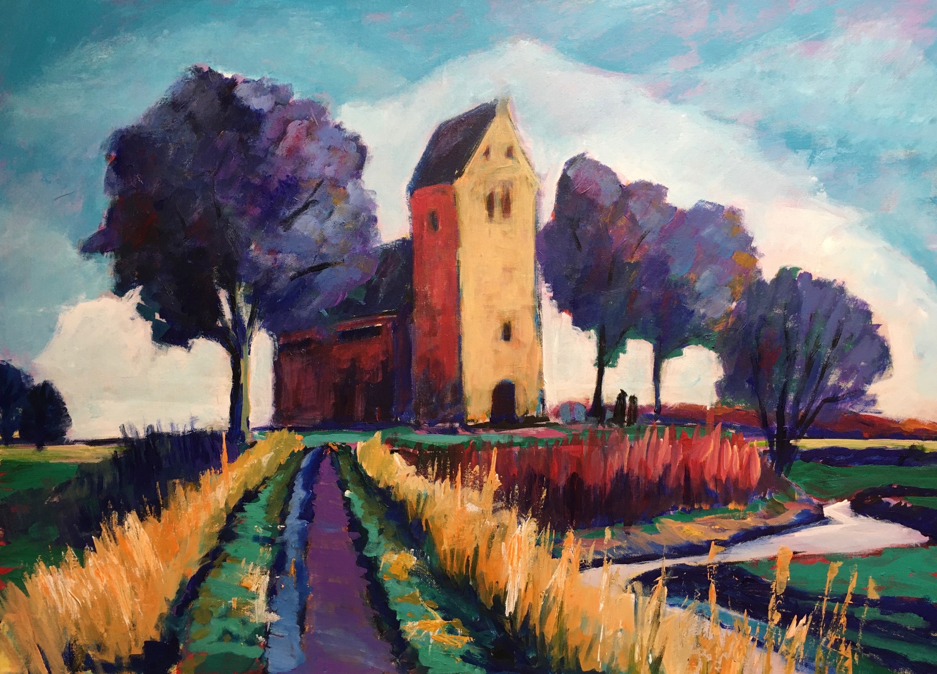 Kerk Marsum | Roel Stolvoort | Schilderijen Groninger Landschap